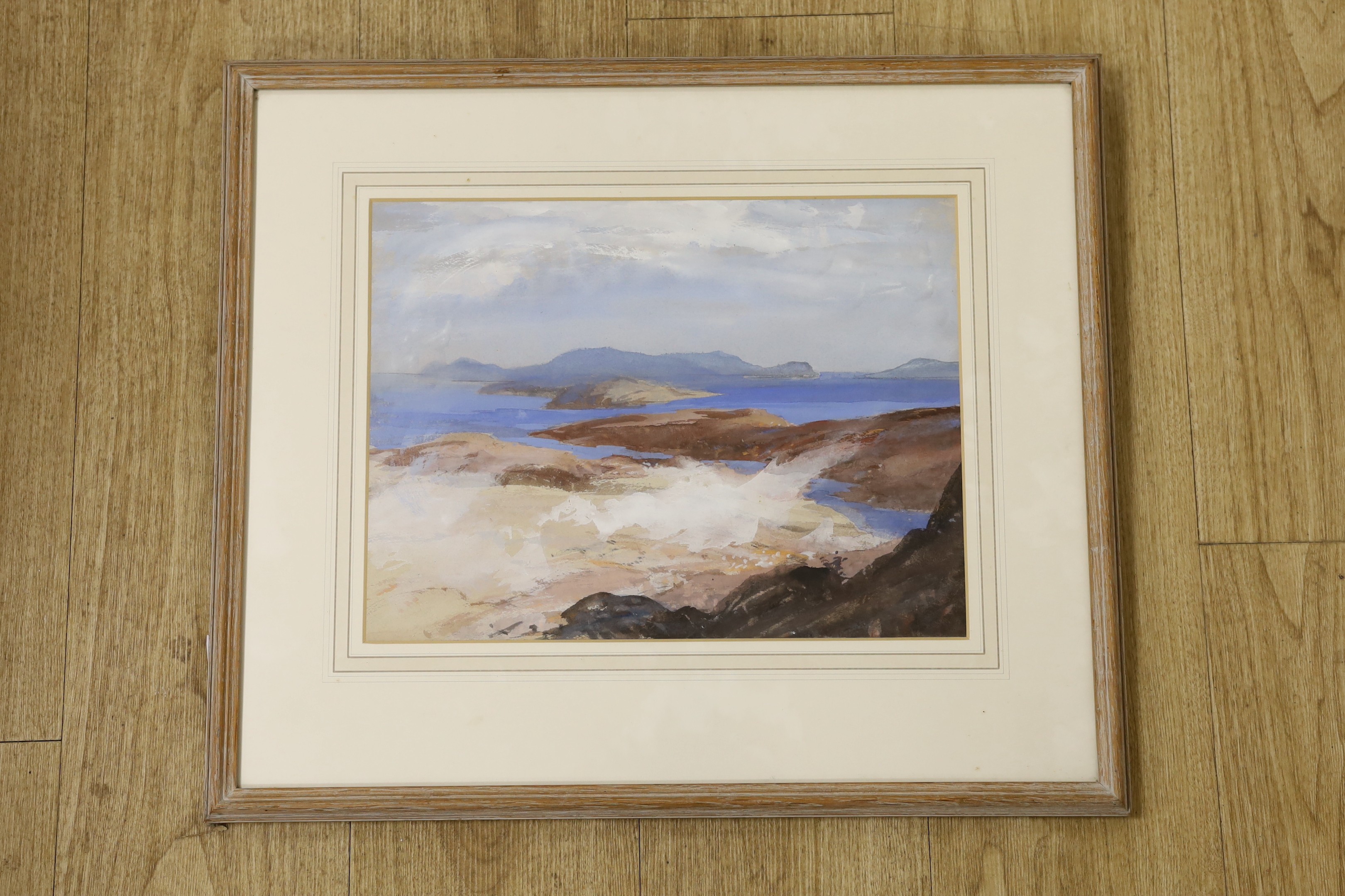 Cecil Arthur Hunt R.W.S. (1873-1965), watercolour, 'Vulcan's Isle, Sicily', labels verso, 28 x 38cm